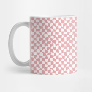 Warped Checkerboard, Pink and White Mug